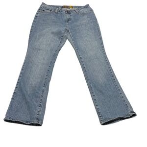 Womens Jeans 16 Blue Y2K‎ Rhinestone Embroidered Glam Bootcut Denim Retro Boho
